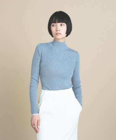 【WEB限定カラーあり】Relaxy Rich シルクカシミヤ混 モックネック ニット