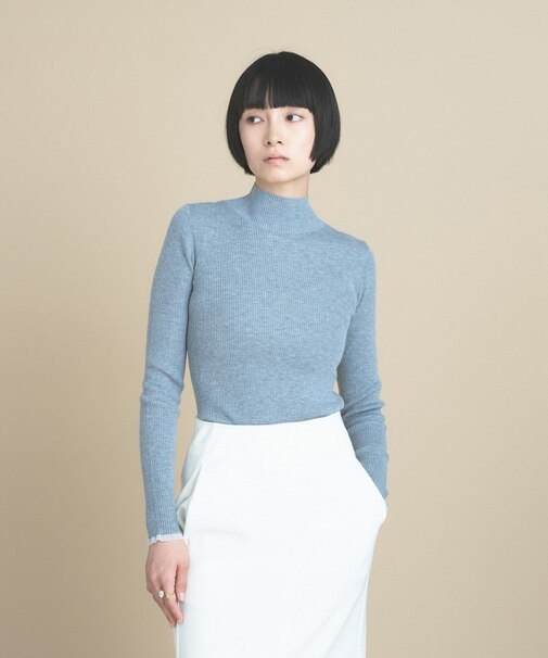 【WEB限定カラーあり】Relaxy Rich シルクカシミヤ混 モックネック ニット
