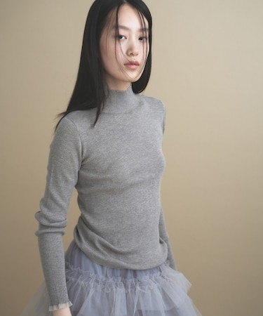 【WEB限定カラーあり】Relaxy Rich シルクカシミヤ混 モックネック ニット