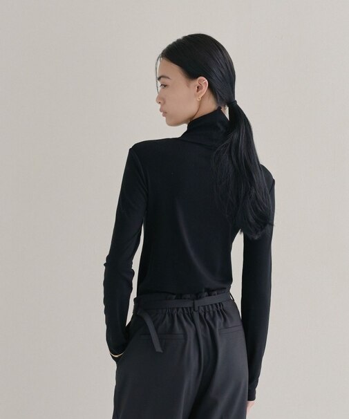 【手洗い可】ウール混 ハイネックカットソー