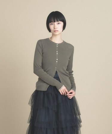 【WEB限定カラーあり】Relaxy Rich シルクカシミヤ混 リブニットカーディガン　9色展開