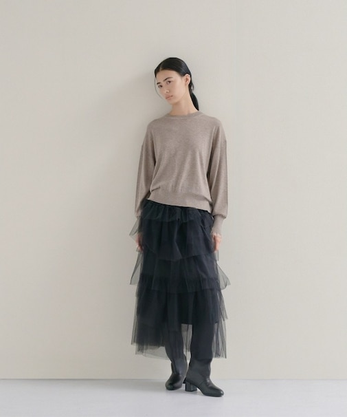 【WEB限定カラーあり】Relaxy Rich シルクカシミヤ混 クルーニット
