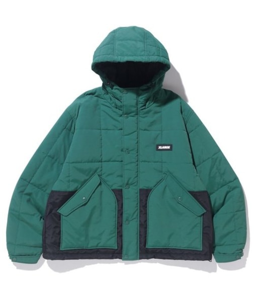 PANELED NYLON HOODED JACKET