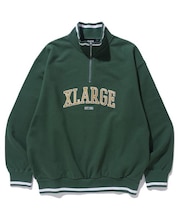 STRIPED RIB HALF ZIP SWEATSHIRT