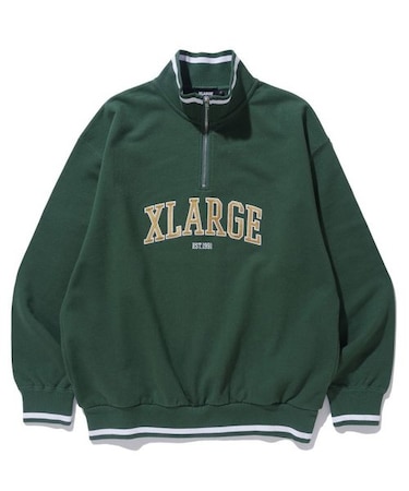 STRIPED RIB HALF ZIP SWEATSHIRT