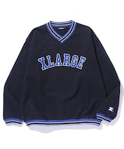 RIB LINE V NECK SWEATSHIRT