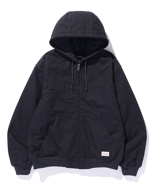 EMBOSSED OLD ENGLISH HOODED WORK JACKET｜エクストララージの
