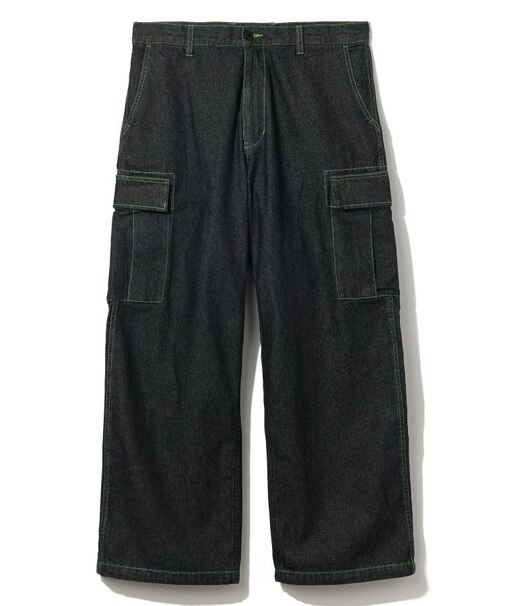 COLOR STITCHED DENIM CARGO PANTS