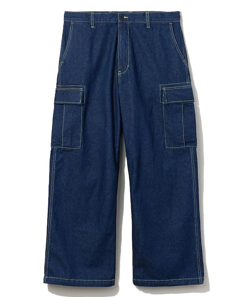COLOR STITCHED DENIM CARGO PANTS