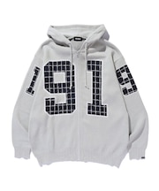 JACQUARD BARBED WIRE ZIP KNIT
