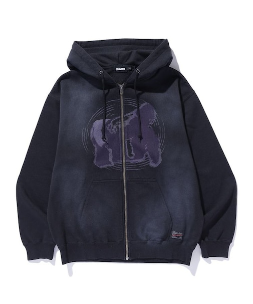 SPRAY PROCESSED ZIP HOODED SWEATSHIRT