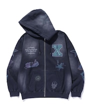 MULTI LOGO ZIP UP HOODED SWEATSHIRT