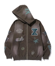 MULTI LOGO ZIP UP HOODED SWEATSHIRT