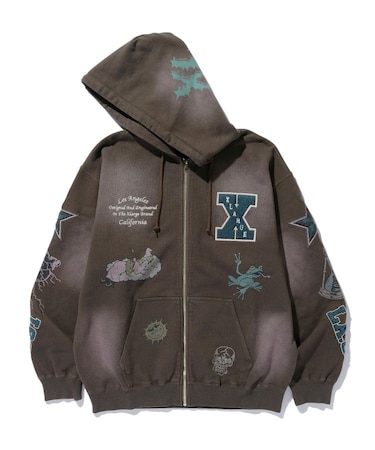 MULTI LOGO ZIP UP HOODED SWEATSHIRT