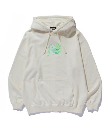 FLUORESCENT EMBROIDERED HOODED SWEATSHIRT