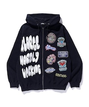 MULTI LOGO ZIP UP HOODED SWEATSHIRT