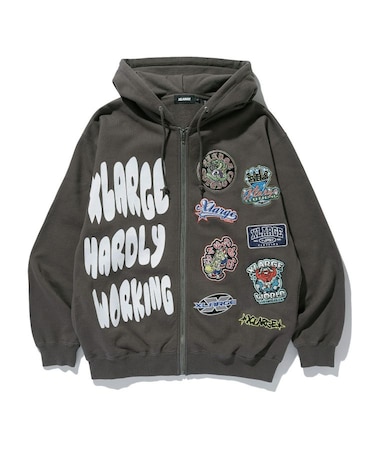 MULTI LOGO ZIP UP HOODED SWEATSHIRT