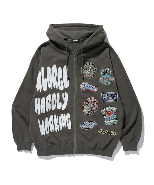 MULTI LOGO ZIP UP HOODED SWEATSHIRT