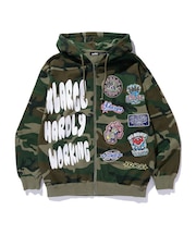 MULTI LOGO ZIP UP HOODED SWEATSHIRT