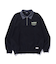 DENIM COLLAR HALF ZIP SWEATSHIRT