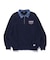 DENIM COLLAR HALF ZIP SWEATSHIRT