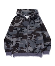 CAMO ZIP UP HOODED SWEATSHIRT