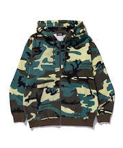 CAMO ZIP UP HOODED SWEATSHIRT