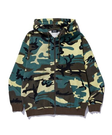 CAMO ZIP UP HOODED SWEATSHIRT