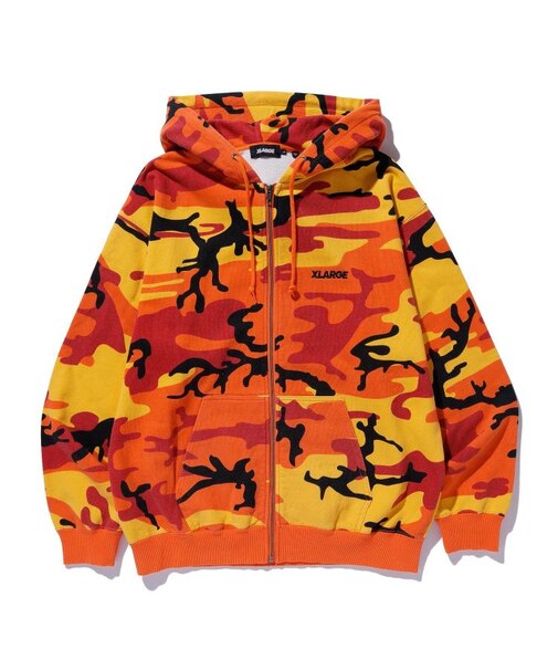 CAMO ZIP UP HOODED SWEATSHIRT