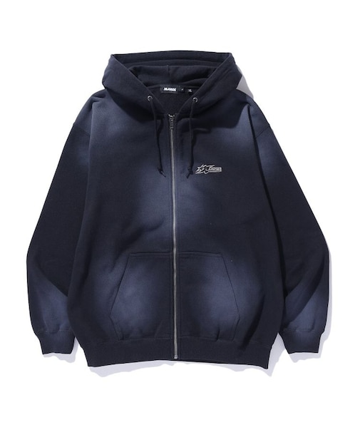 SPRAY DYED ZIP UP HOODED SWEATSHIRT