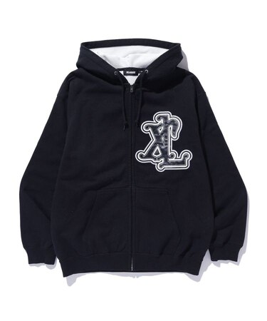 PATCHED THERMAL ZIP UP HOODED SWEATSHIRT