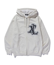 PATCHED THERMAL ZIP UP HOODED SWEATSHIRT