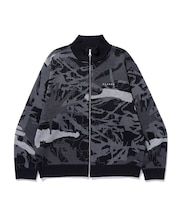 GEOMETRIC ZIP UP KNIT SWEATER