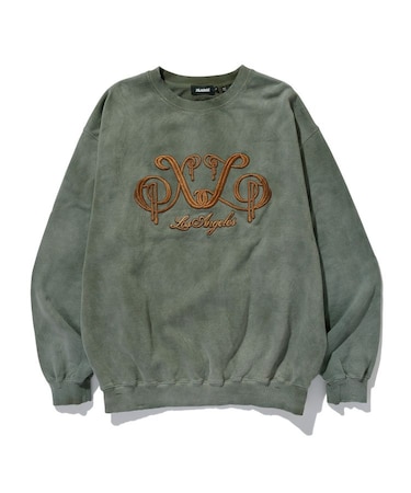 EMBROIDERED BLEACHED CREWNECK SWEATSHIRT