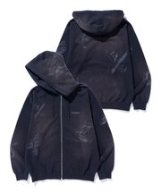 GEOMETRIC ZIP UP HOODED SWEATSHIRT