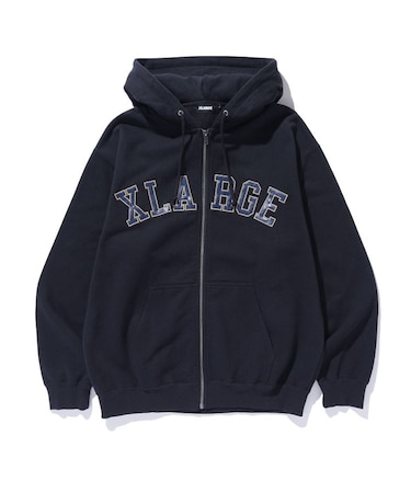 PERFORATED LEATHER LOGO ZIP UP HOODED SWEATSHIRT