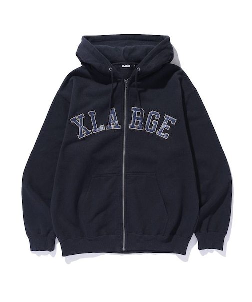 PERFORATED LEATHER LOGO ZIP UP HOODED SWEATSHIRT