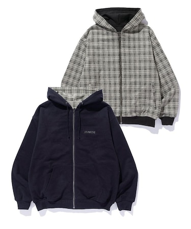 REVERSIBLE ZIP UP HOODED SWEATSHIRT