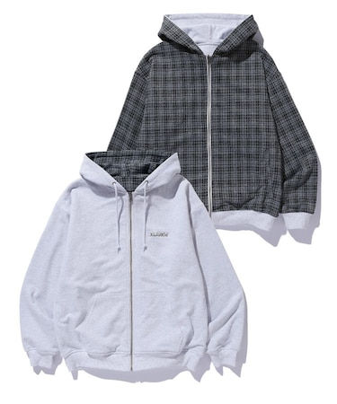 REVERSIBLE ZIP UP HOODED SWEATSHIRT