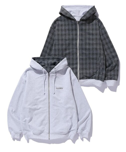 REVERSIBLE ZIP UP HOODED SWEATSHIRT