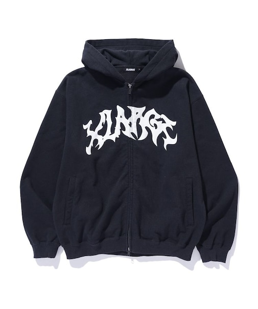 DISTORTED LOGO ZIP UP HOODED SWEATSHIRT