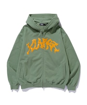 DISTORTED LOGO ZIP UP HOODED SWEATSHIRT
