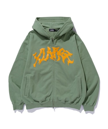 DISTORTED LOGO ZIP UP HOODED SWEATSHIRT