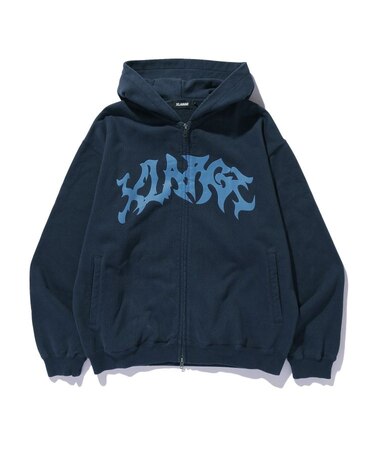 DISTORTED LOGO ZIP UP HOODED SWEATSHIRT