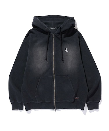 FADED WAFFLE ZIP UP HOODED SWEATSHIRT