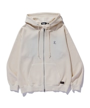 FADED WAFFLE ZIP UP HOODED SWEATSHIRT