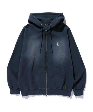 FADED WAFFLE ZIP UP HOODED SWEATSHIRT