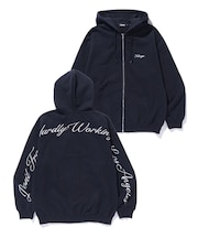 CURSIVE ZIP UP HOODED SWEATSHIRT