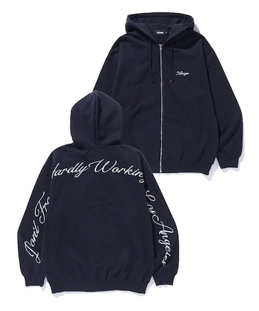 CURSIVE ZIP UP HOODED SWEATSHIRT