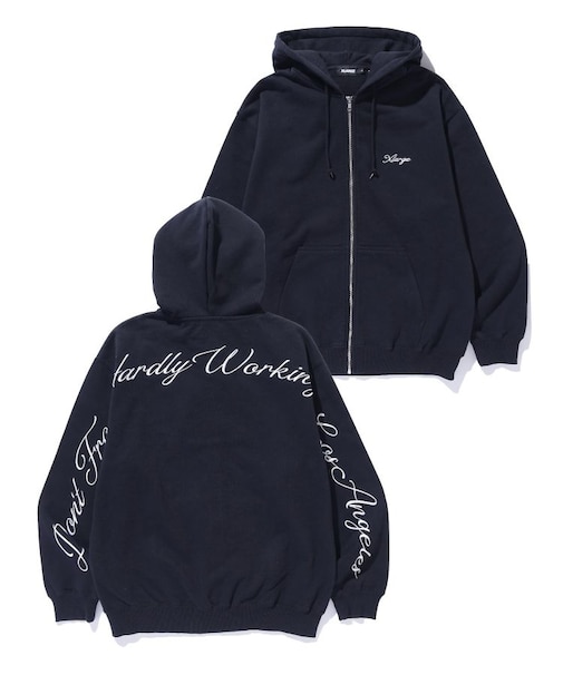 CURSIVE ZIP UP HOODED SWEATSHIRT